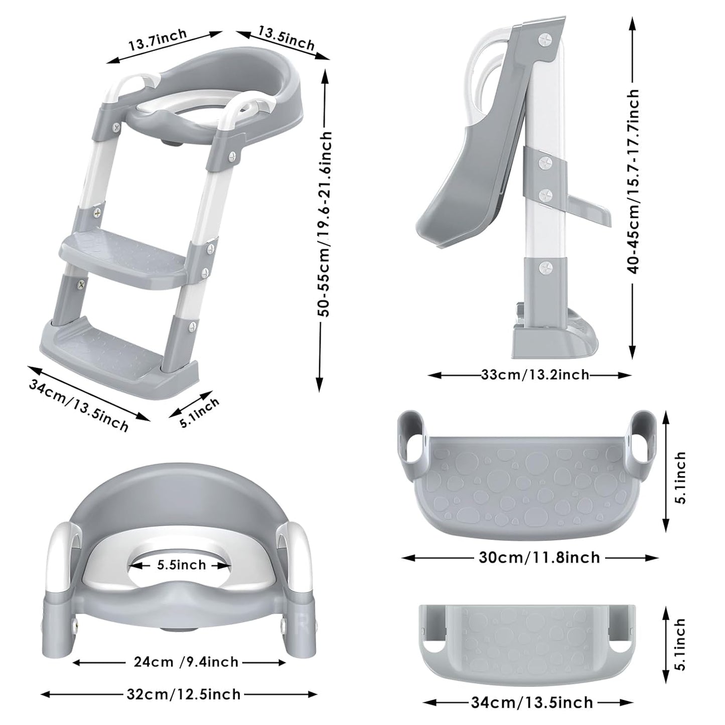 Toddler Adjustable Potty Training Ladder - Grey