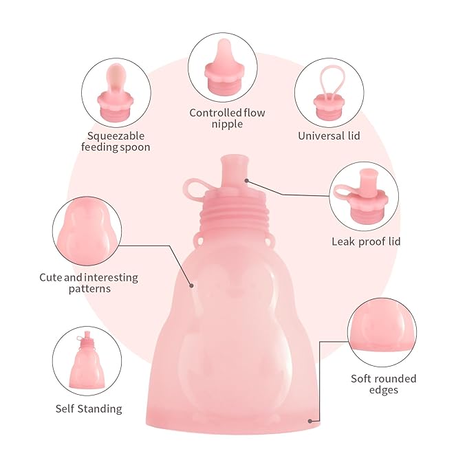 Reusable Silicone Milk & Food Pouches (One Pouch, 3 Uses) - Set of 2