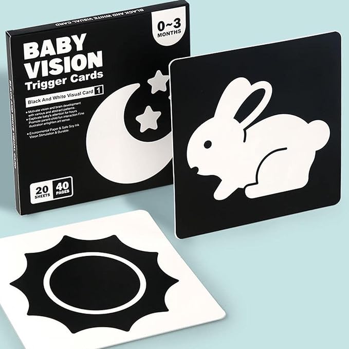Montessori Baby Visual Stimulation Cards (2 Pack) - 40 double-sided cards