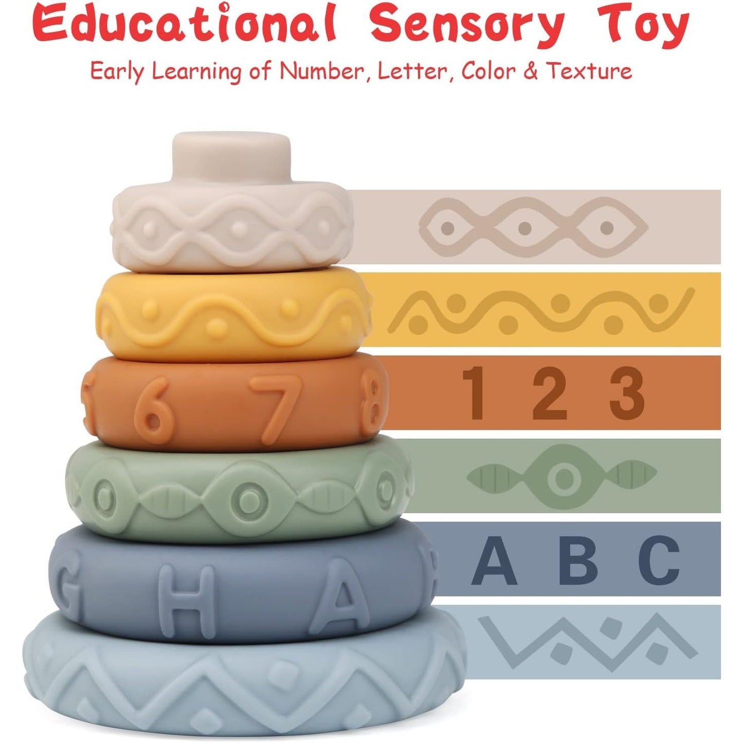 Soft Silicone Baby Sensory Stacking Rings