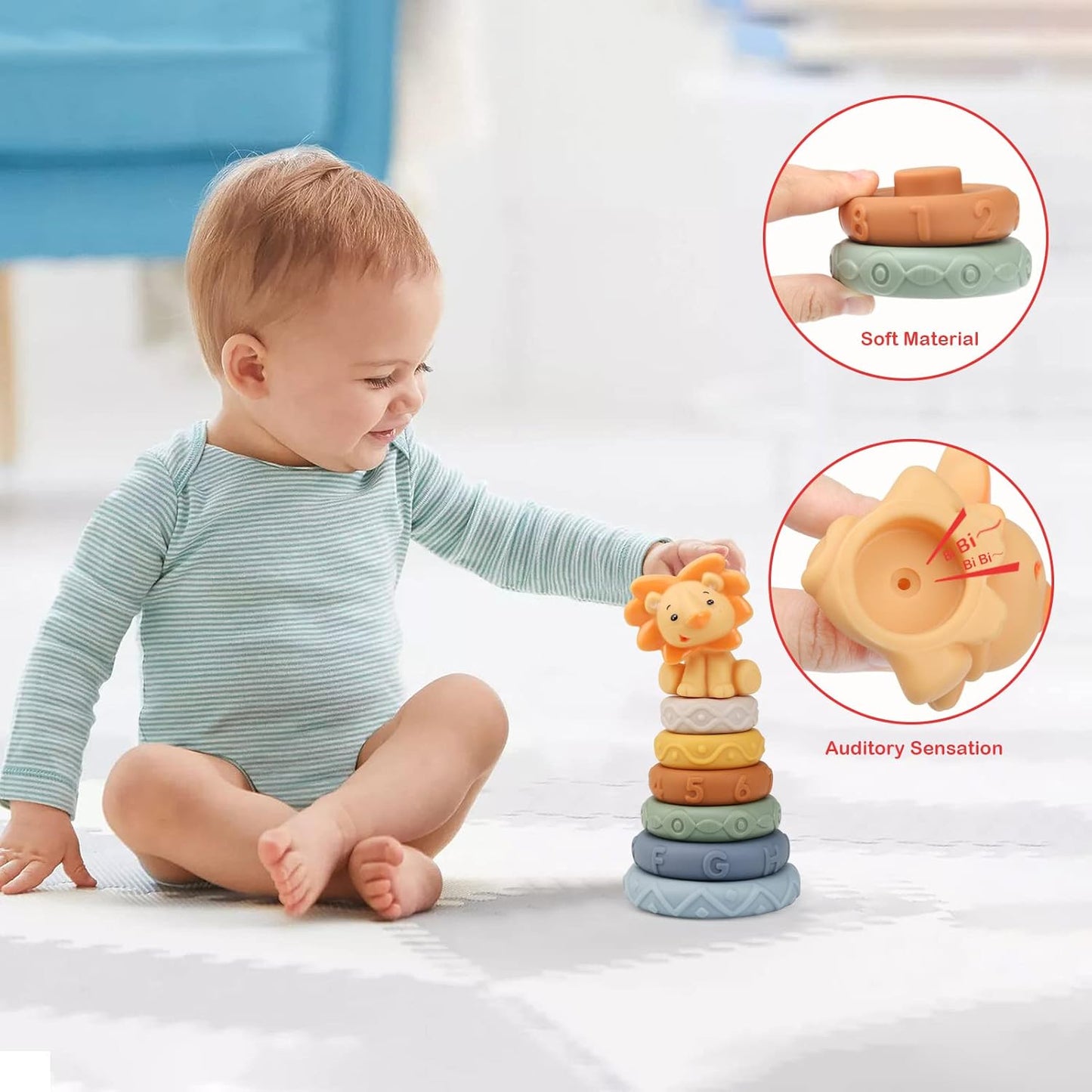 Soft Silicone Baby Sensory Stacking Rings
