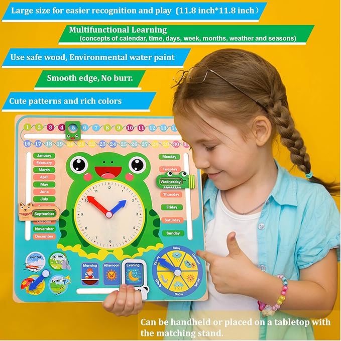 All-in-One Montessori Clock & Calendar for Kids