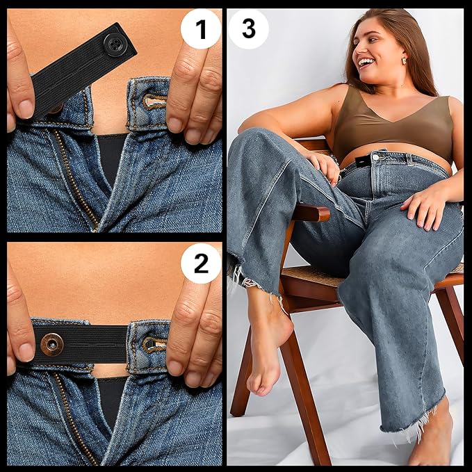 Elastic Waistband Extenders – Adjustable Fit for Pants & Skirts (2-Pack)