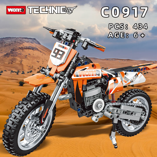 Woma Building Blocks -  Technic Orange Motorcycle