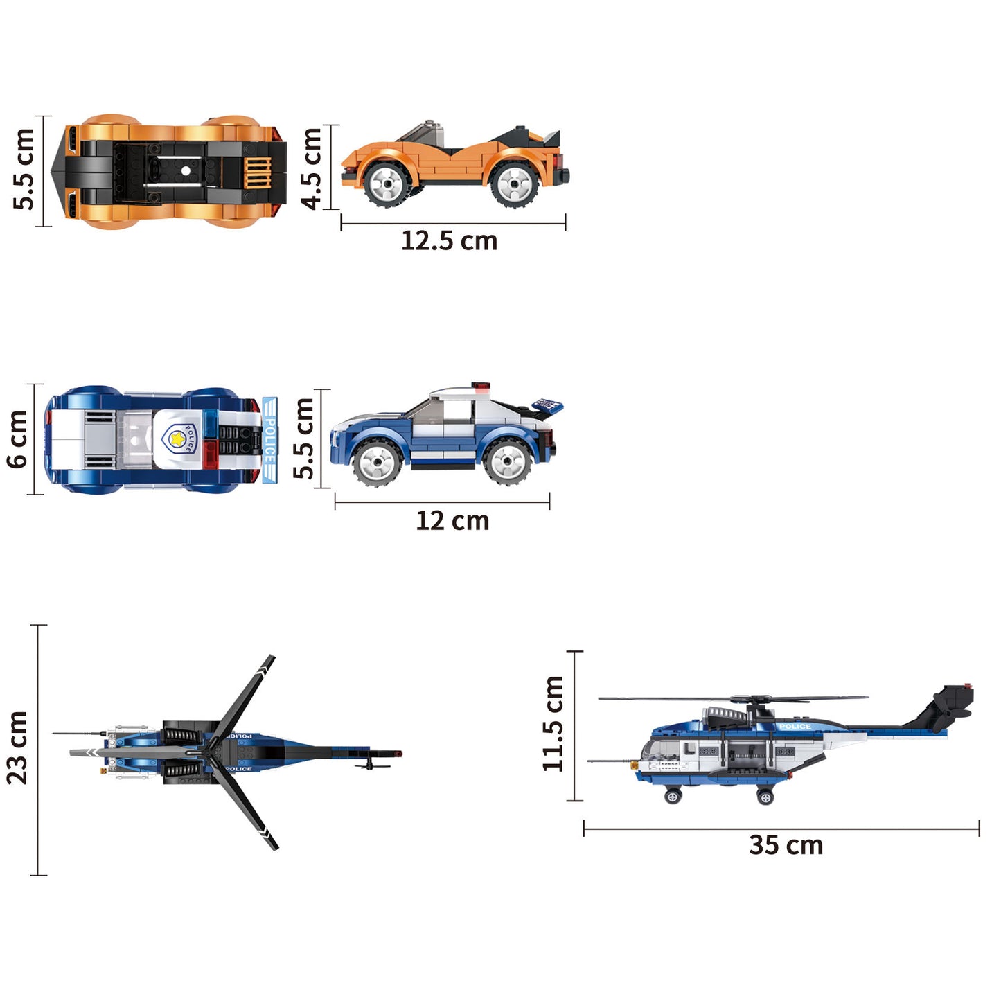 Woma Building Blocks - Police Car & Helicopter