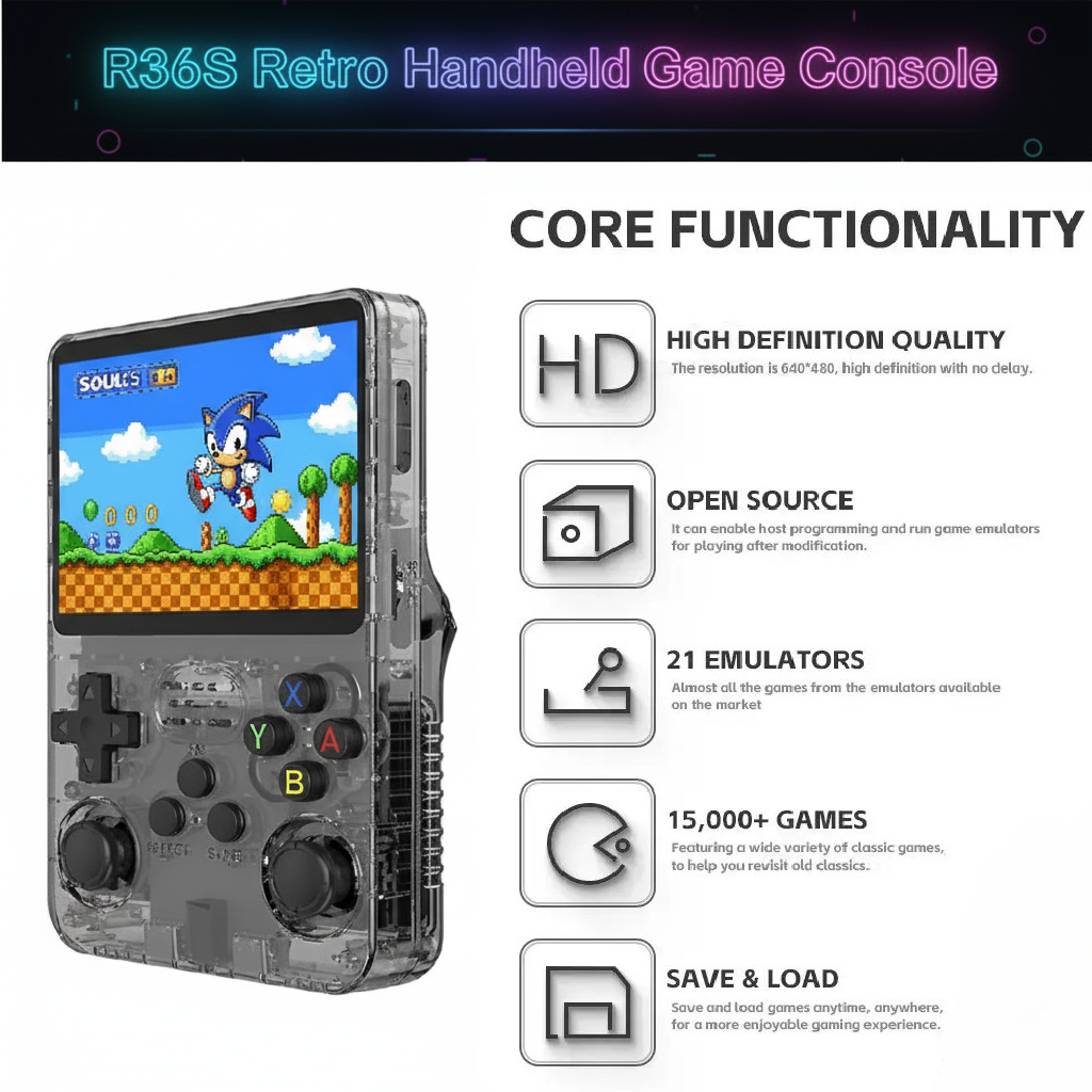 R36S Retro Handheld Game Console - 15,000+ Classic Games
