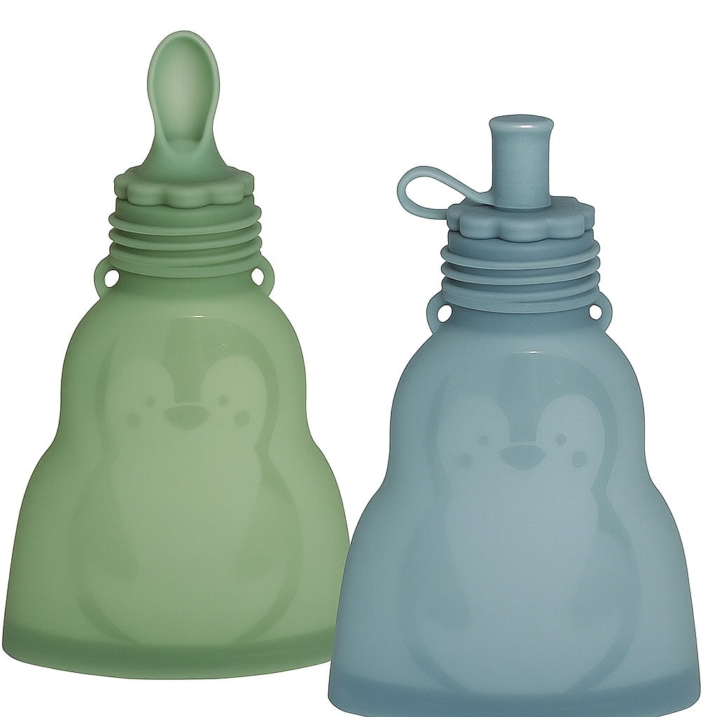 Reusable Silicone Milk & Food Pouches (One Pouch, 3 Uses) - Set of 2