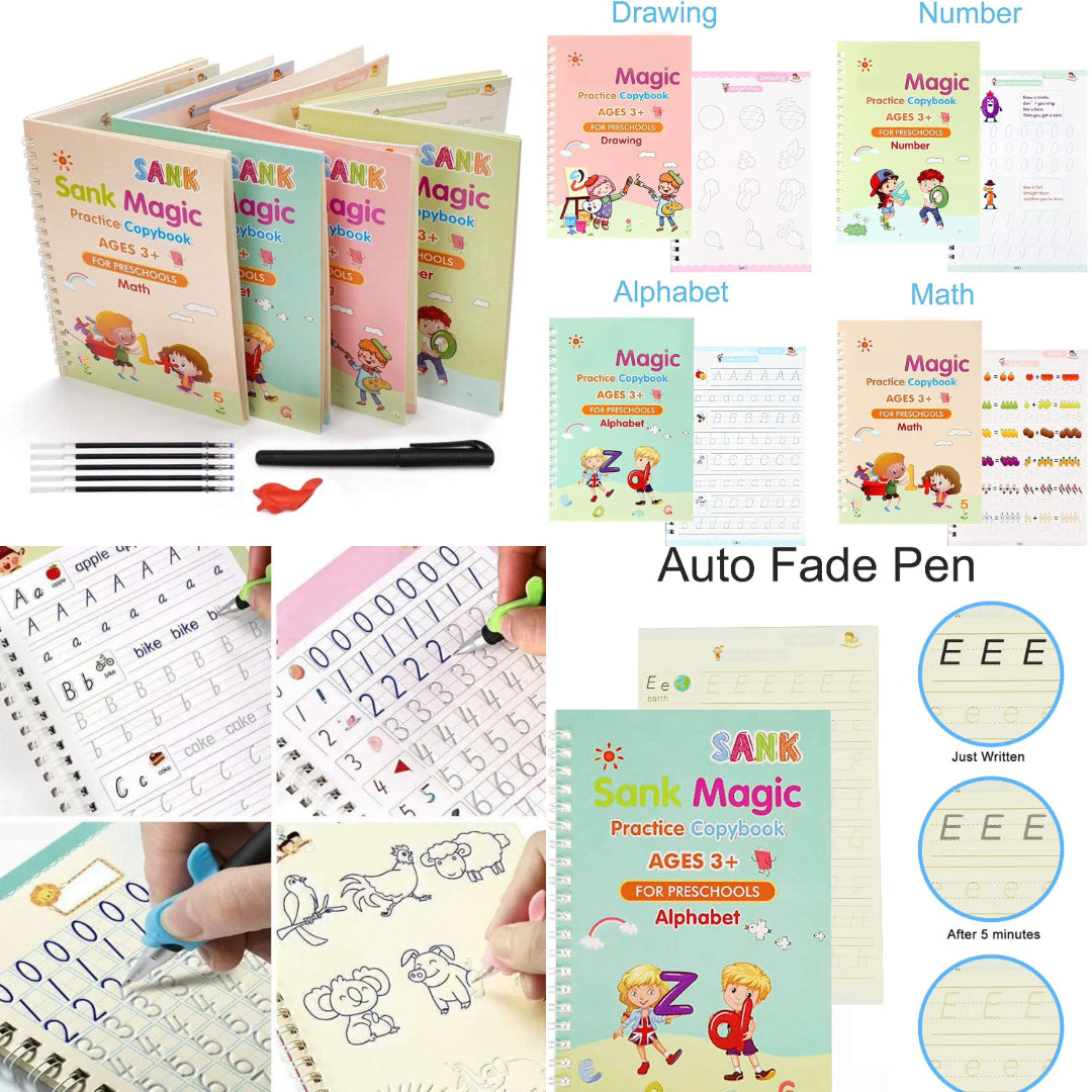 SANK Reusable Pre-School Practice Workbook Series - Set of 4
