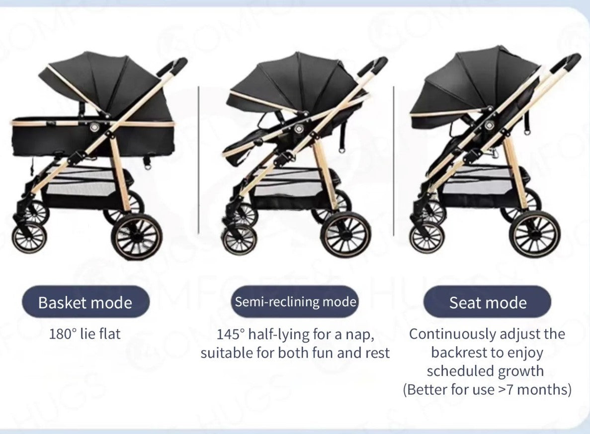 Luxury Light-Weight Stroller & Travel System - 3 Modes