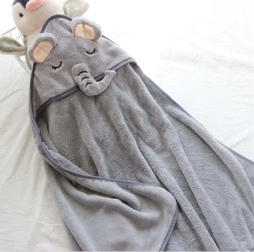 Soft Hooded Baby Bath Towels - Coral Fleece (80cm x 80cm)