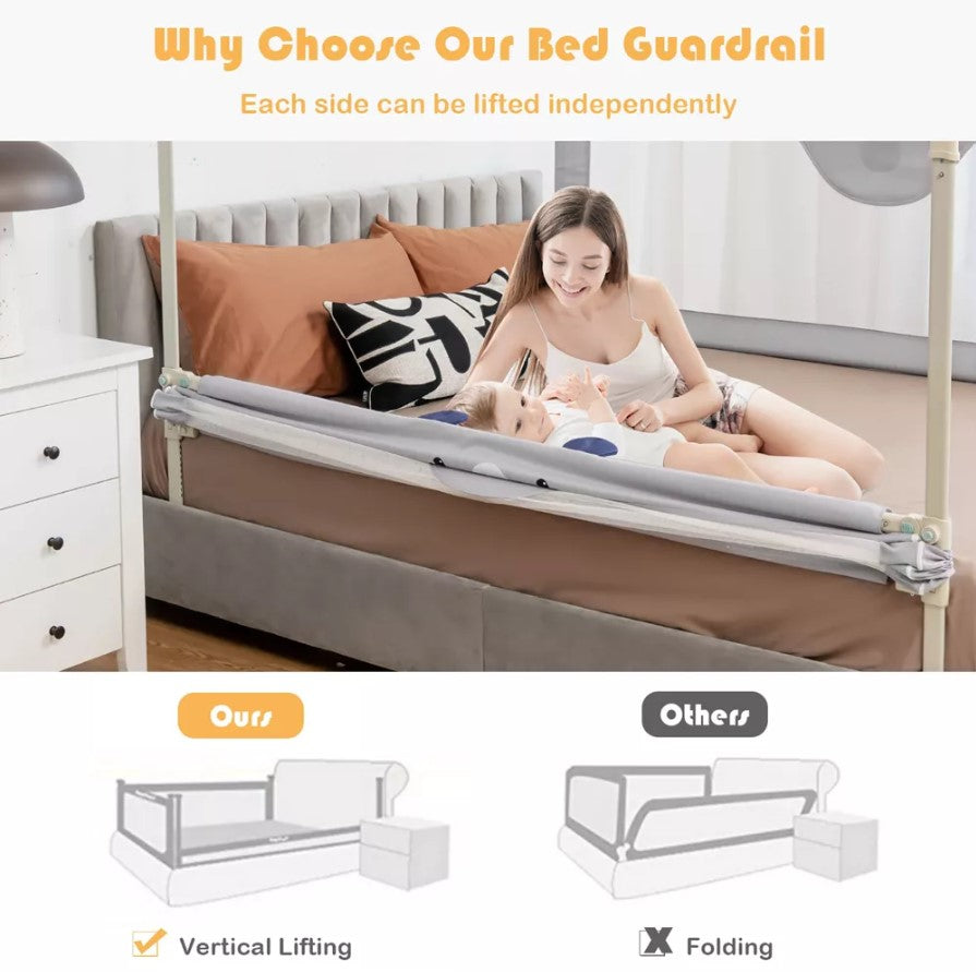 Kids Pull-Down Safety Bed Rail - 1.8 Meter (Grey)