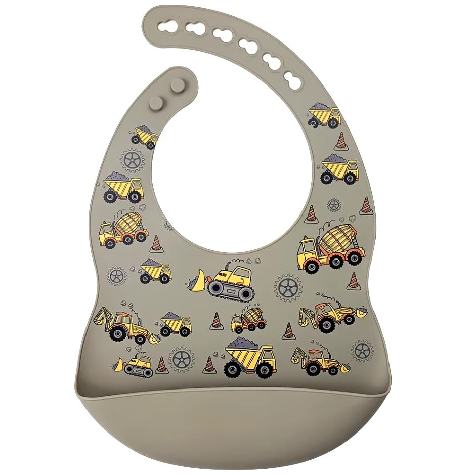 Silicone Bucket Baby Bibs - Printed