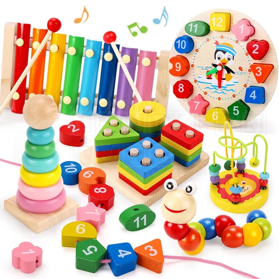 7 Pieces Wooden Montessori Toy Set