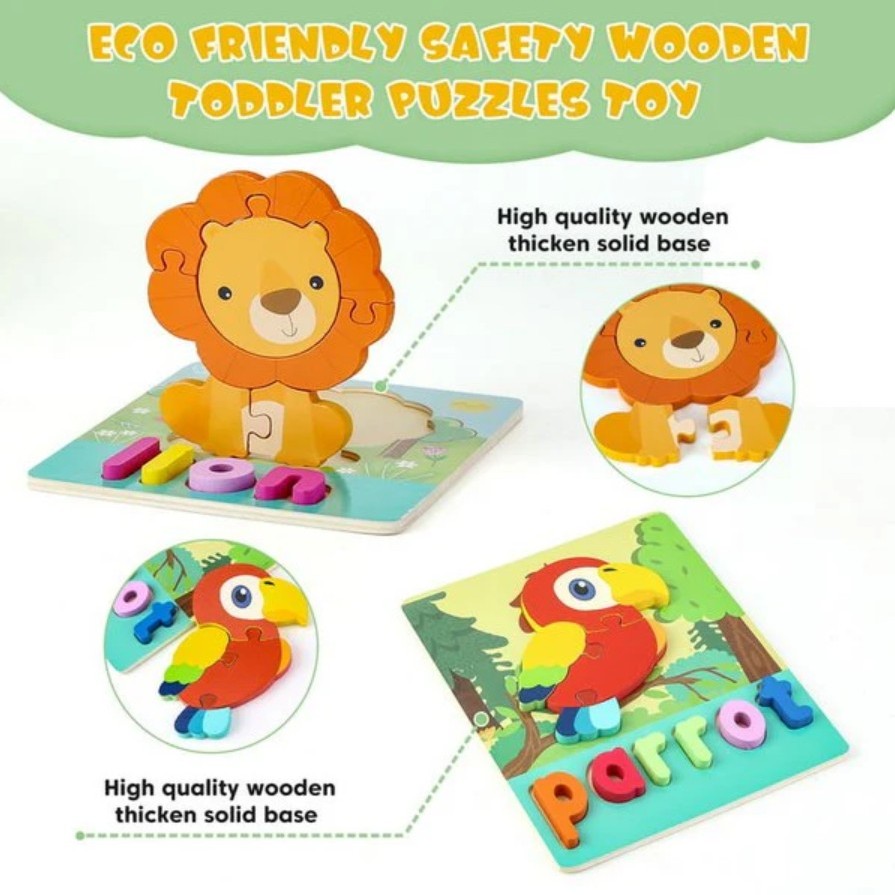 Wooden Puzzles With Spelling For Toddlers