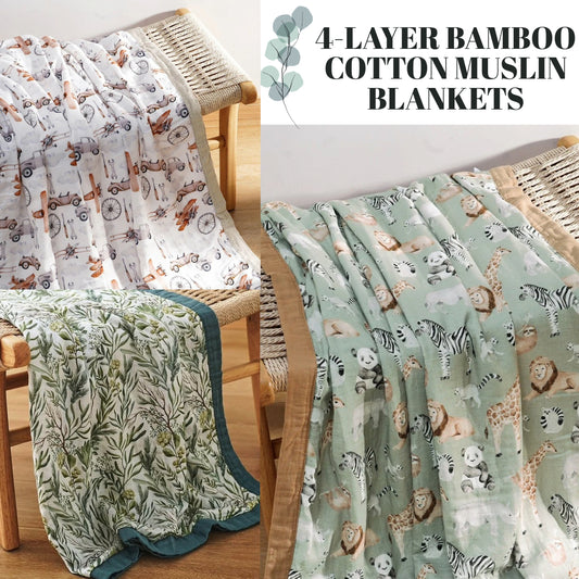 Four (4) Layer Muslin Blankets - 70% Bamboo & 30% Cotton
