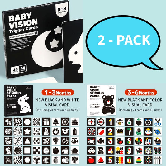 Montessori Baby Visual Stimulation Cards (2 Pack) - 40 double-sided cards