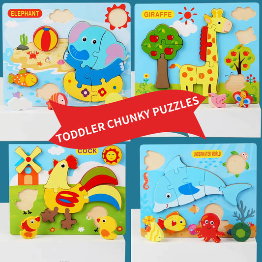 Chunky Wooden Puzzles For Toddlers