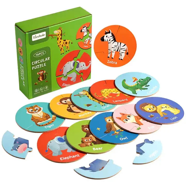 Toddler Round Matching Wooden Zigsaw Puzzles