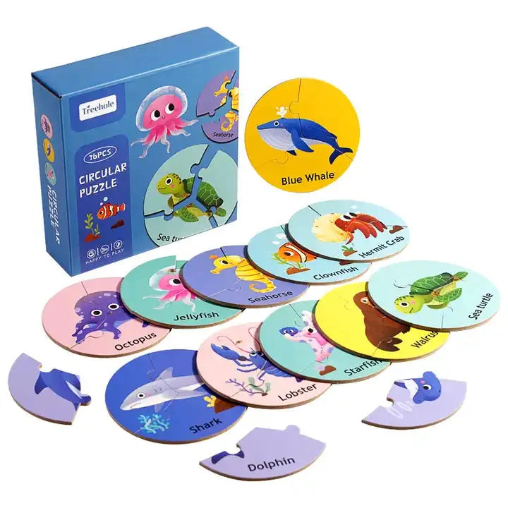 Toddler Round Matching Wooden Zigsaw Puzzles