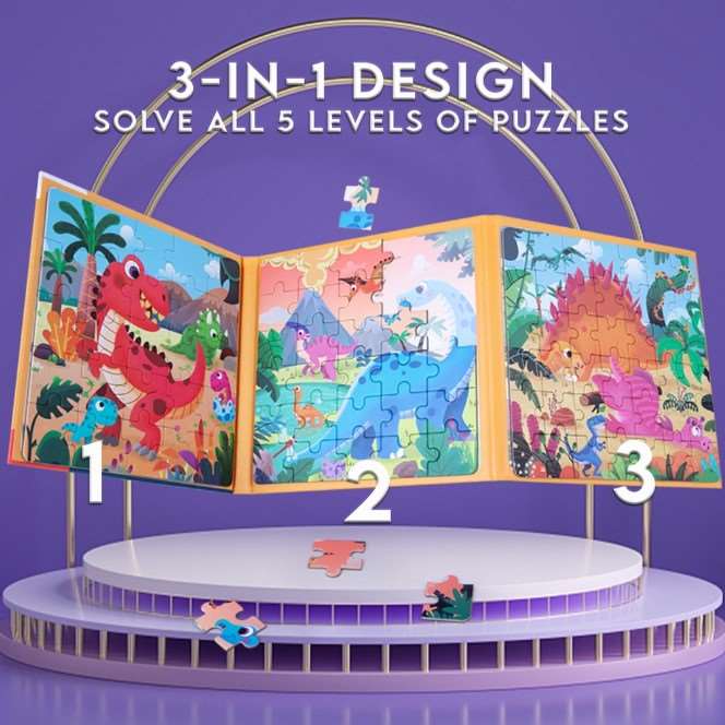 Magnetic Puzzles - Level-Up Kids Magnetic Puzzle Sets 3in1 - Ages 3+ Years
