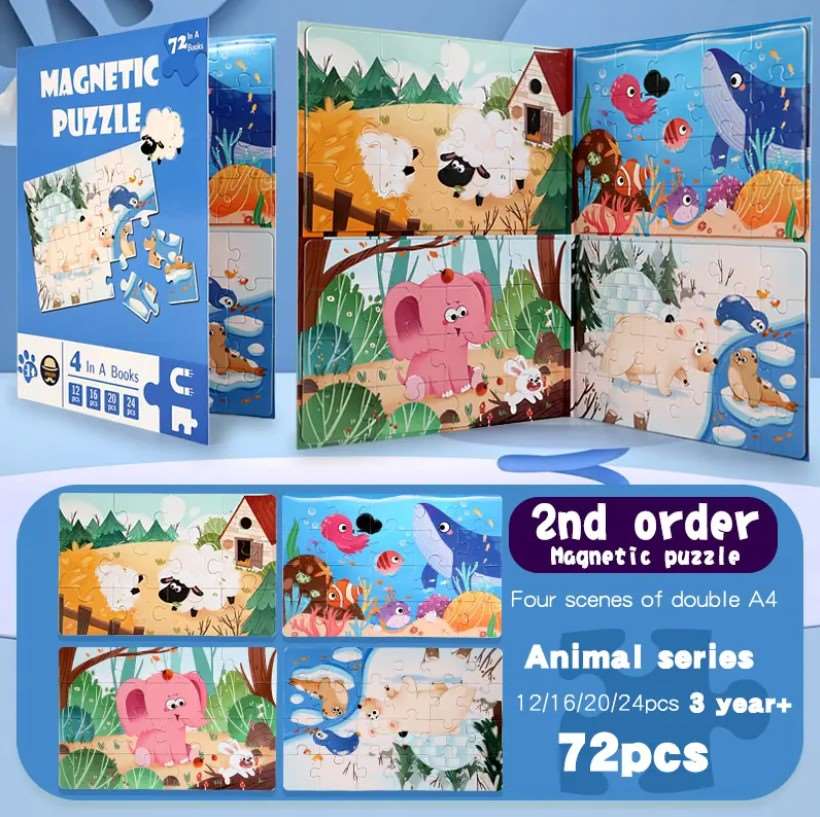 Magnetic Puzzles - Level-Up Magnetic Jigsaw Puzzle Sets A4 Sized Book - Ages 3+ Years