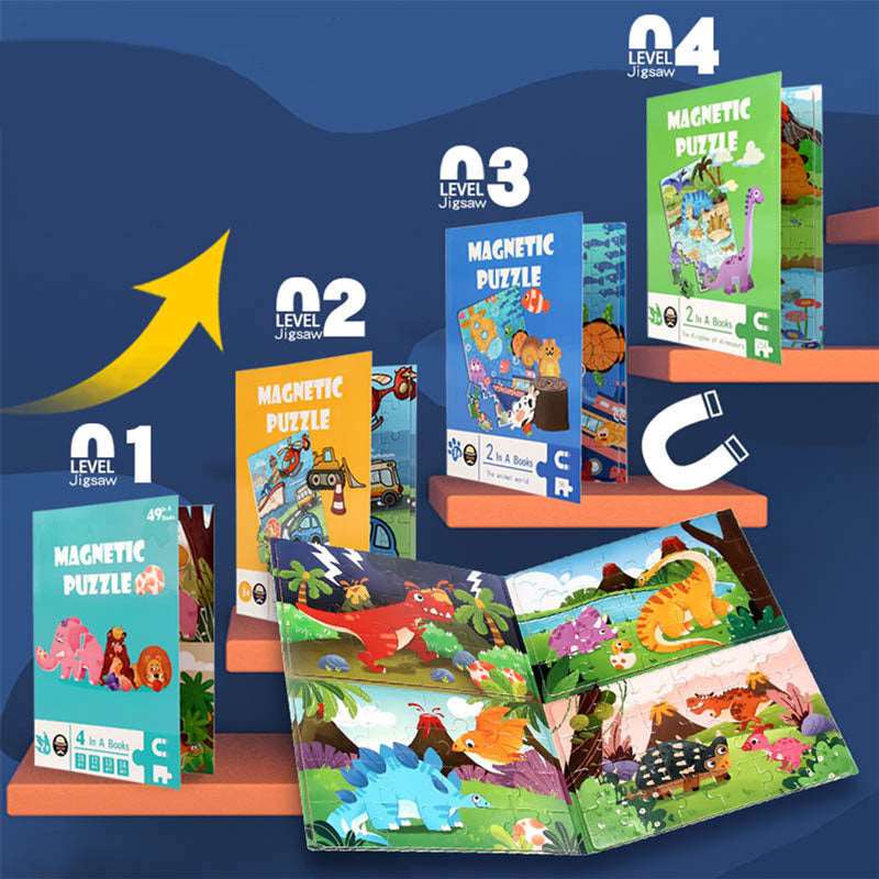 Magnetic Puzzles - Level-Up Magnetic Jigsaw Puzzle Sets A4 Sized Book - Ages 3+ Years