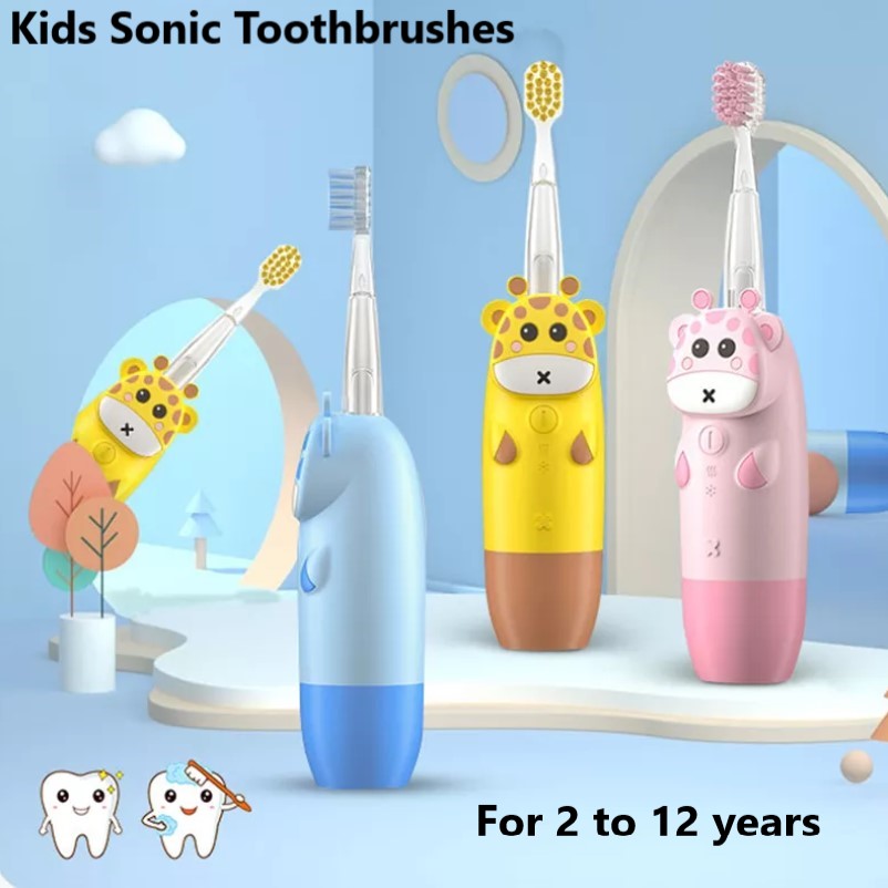 Toothbrushes - Kids Giraffe Sonic Toothbrush (Ages 2 To 12) - Needs 1 AAA Battery