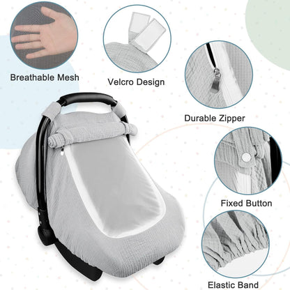 Muslin Baby Car Seat Cover – Breathable 360° Protection