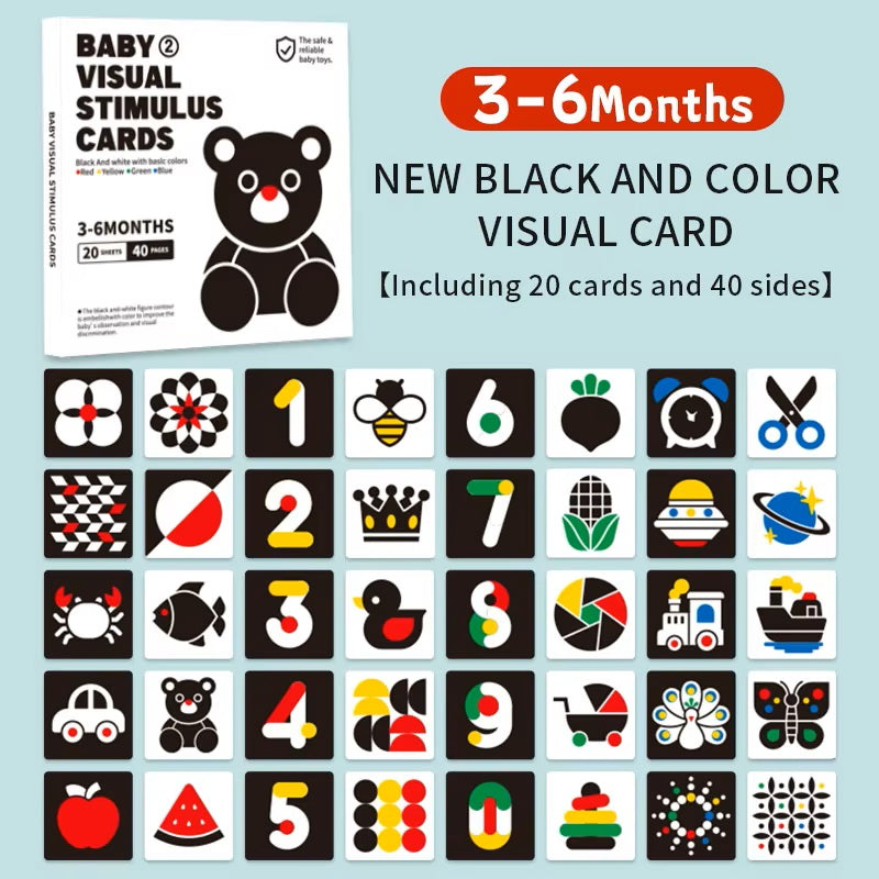 Montessori Baby Visual Stimulation Cards (2 Pack) - 40 double-sided cards