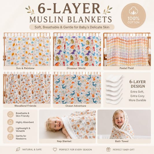 Premium Six-layer Muslin Blanket - 100% cotton
