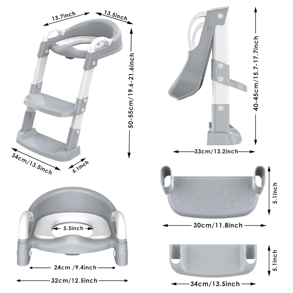 Toddler Adjustable Potty Training Ladder - Grey