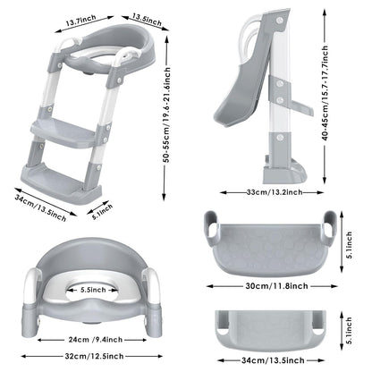 Toddler Adjustable Potty Training Ladder - Grey