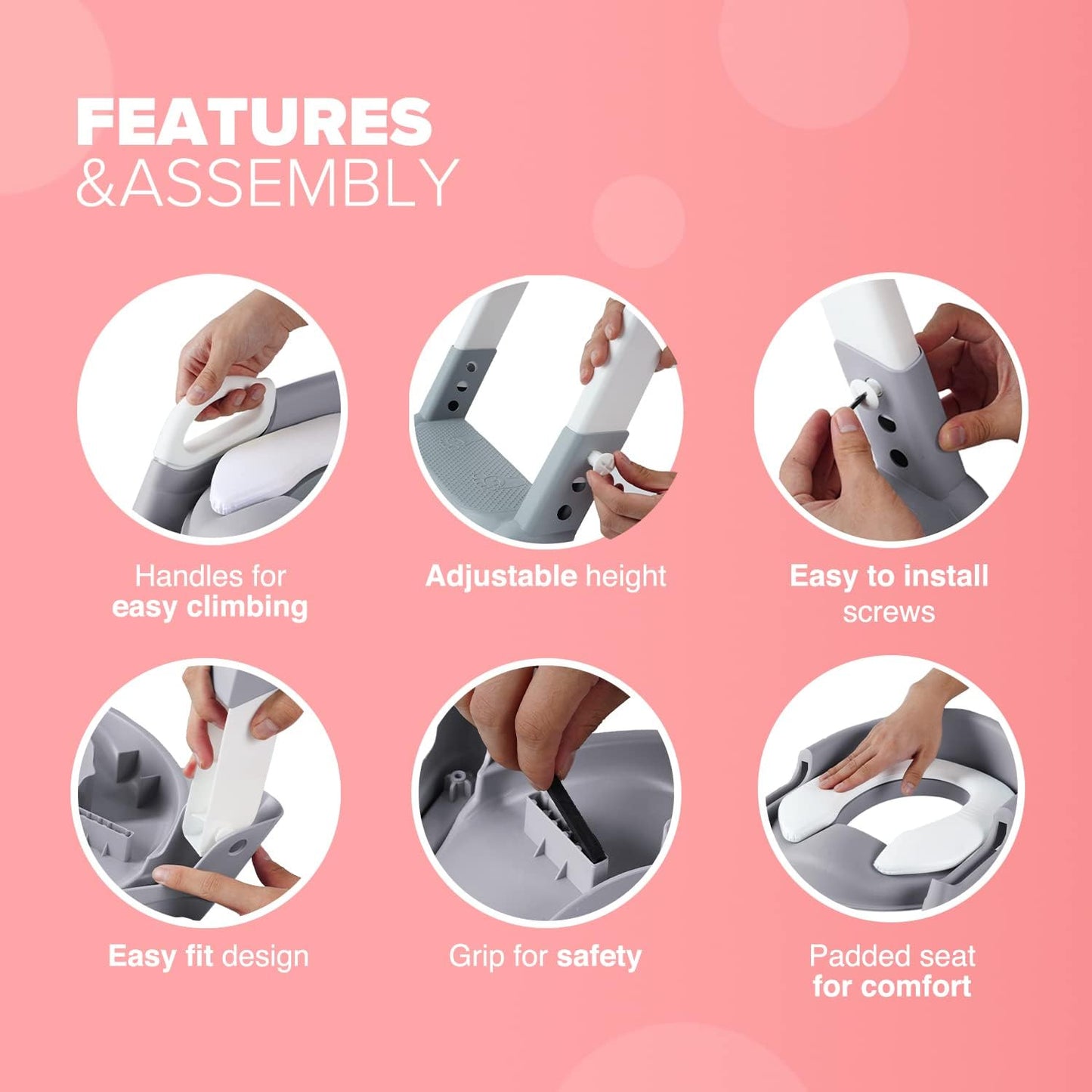 Toddler Adjustable Potty Training Ladder - Grey