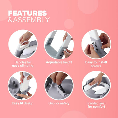 Toddler Adjustable Potty Training Ladder - Grey