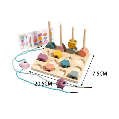 Montessori 2IN1 Shape Sequencing & Stacking Board