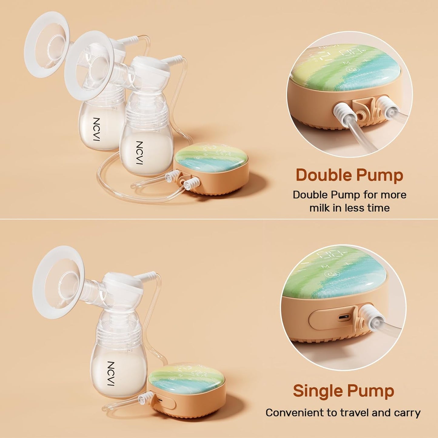 Mini NCVI Double Electric Breast Pump - Rainbow Droplet