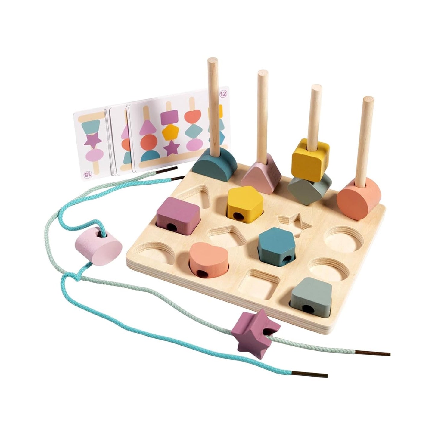 Montessori 2IN1 Shape Sequencing & Stacking Board