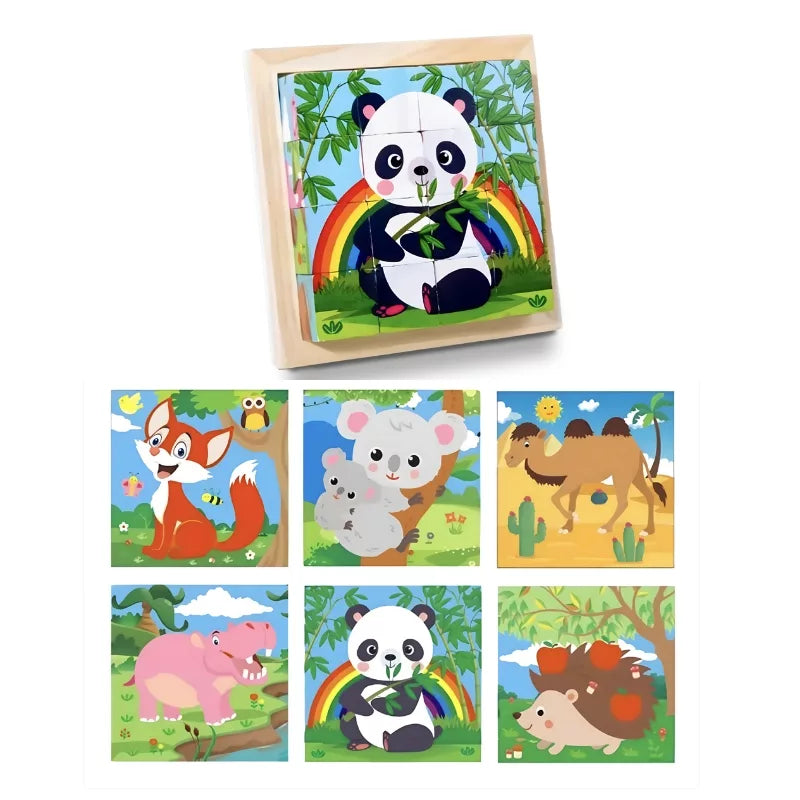 Montessori Wooden Cube Block Puzzle -6IN1