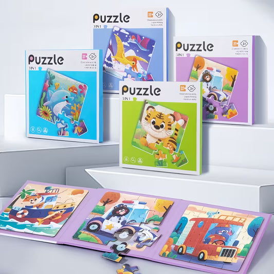 3in1 Mini Magnetic Jigsaw Puzzle Books