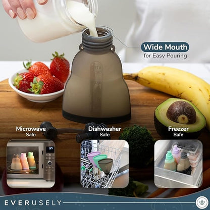 Reusable Silicone Milk & Food Pouches (One Pouch, 3 Uses) - Set of 2