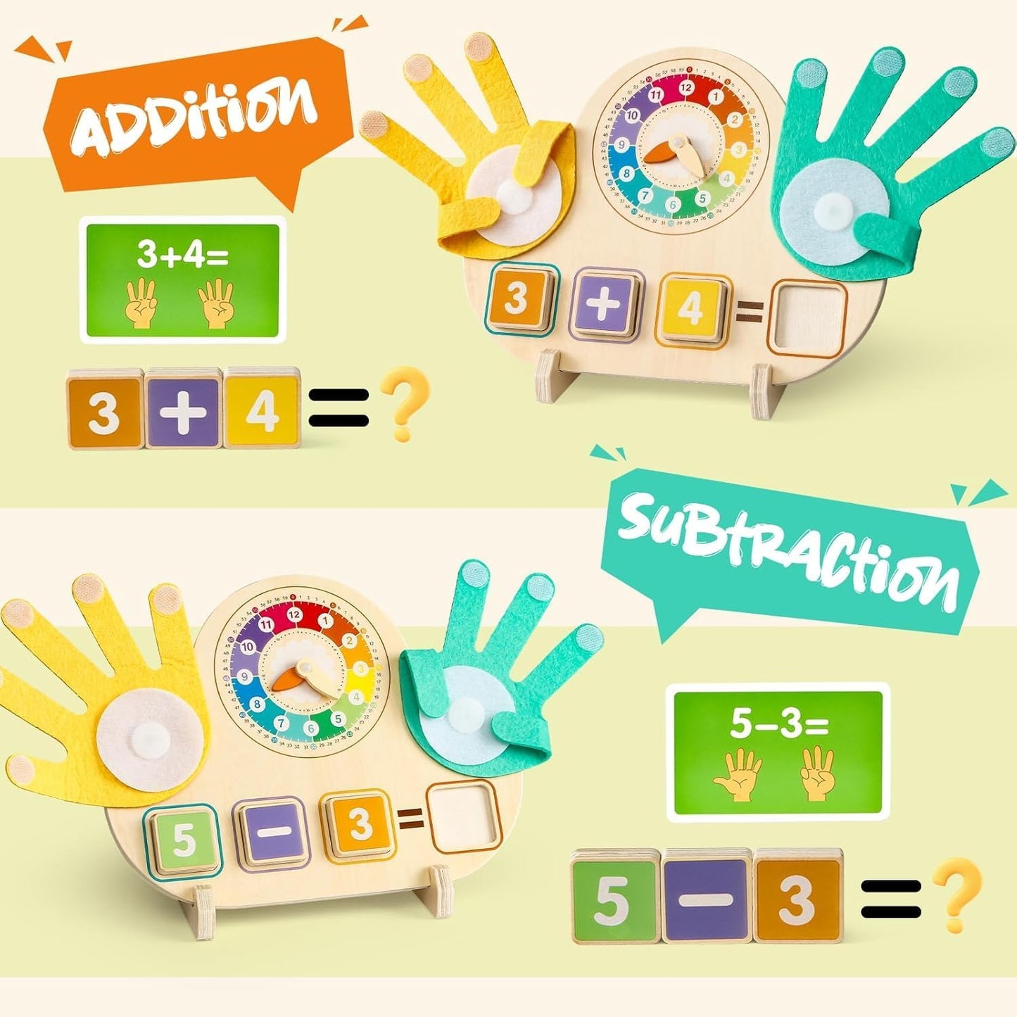 Montessori Preschool Math, Counting & Time Learning Wooden Toy