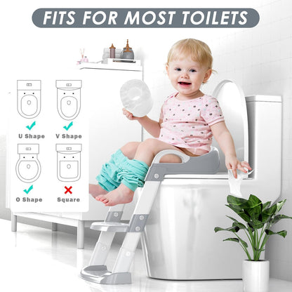 Toddler Adjustable Potty Training Ladder - Grey