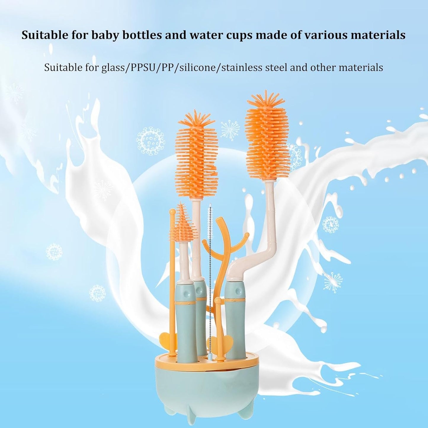 Silicone Baby Bottle Cleaning Brush Set - 8 Piece