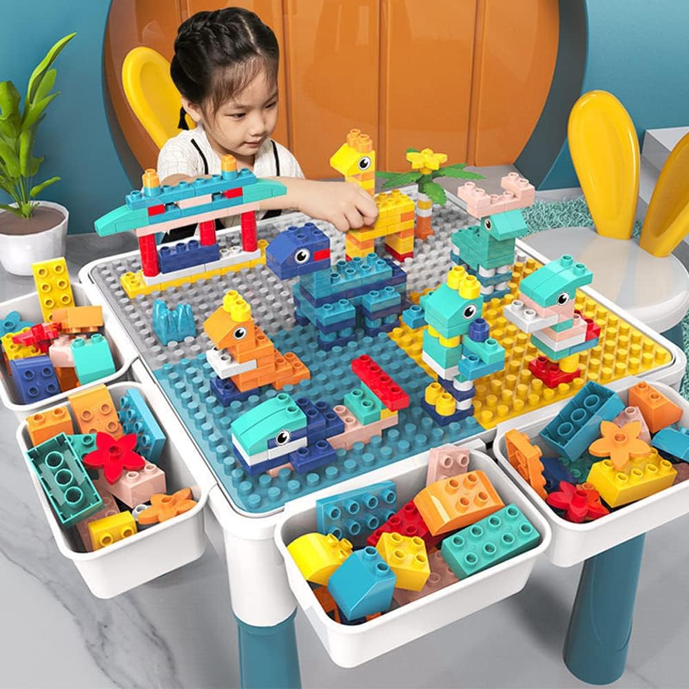 Kids Building Block Activity Table With Chair (Lego Duplo Compatible)