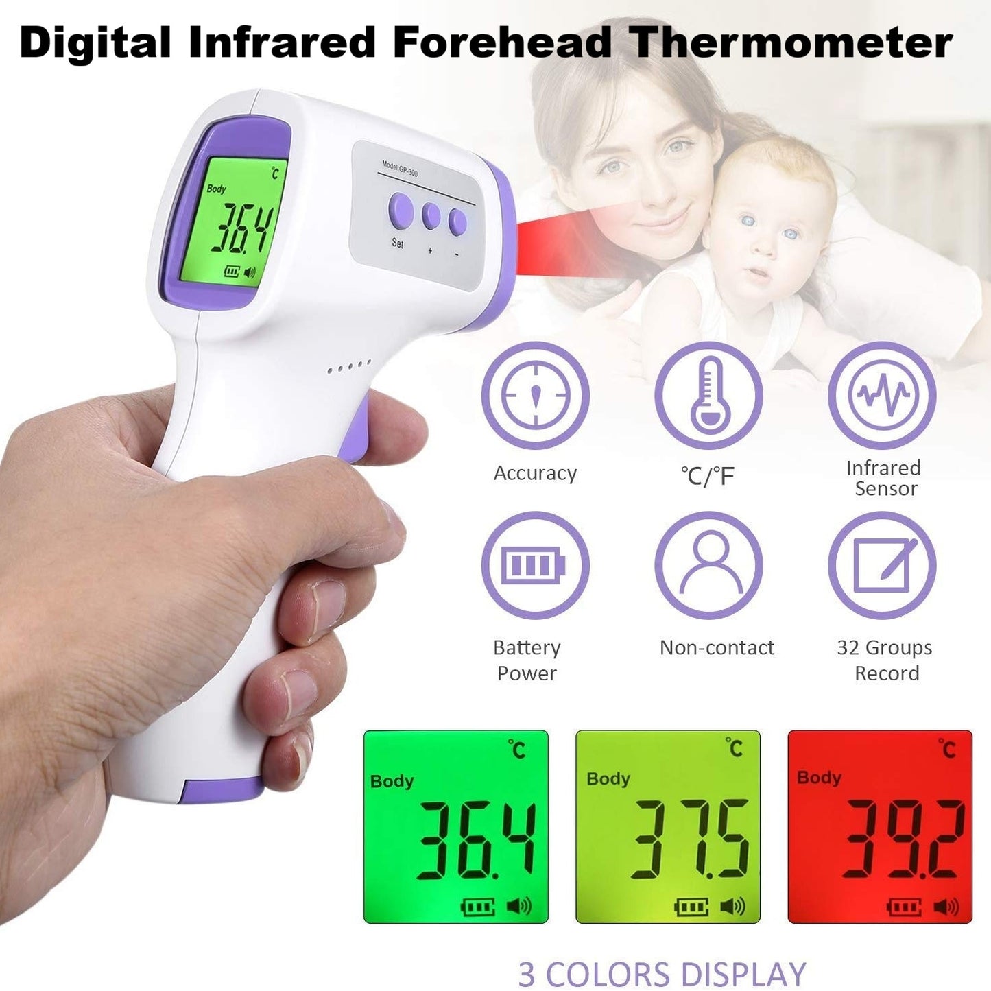 Digital Infrared Forehead Thermometer for Adults and Children