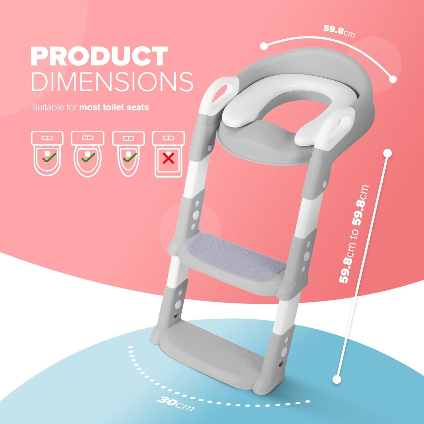 Toddler Adjustable Potty Training Ladder - Grey