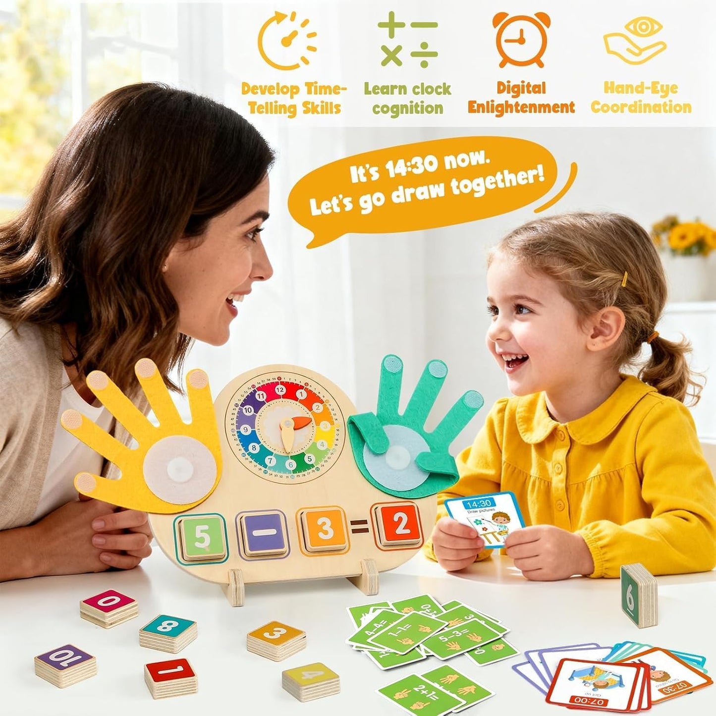 Montessori Preschool Math, Counting & Time Learning Wooden Toy