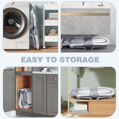 Foldable Baby Bathtub With Support Cushion & Thermometer - Grey