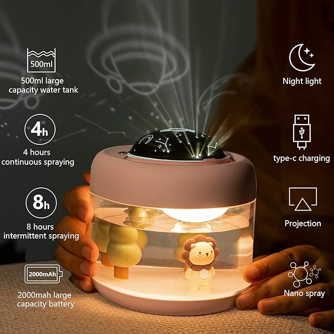 Kids 3IN1 Jungle Humidifier, Nightlight & Star Projector Light