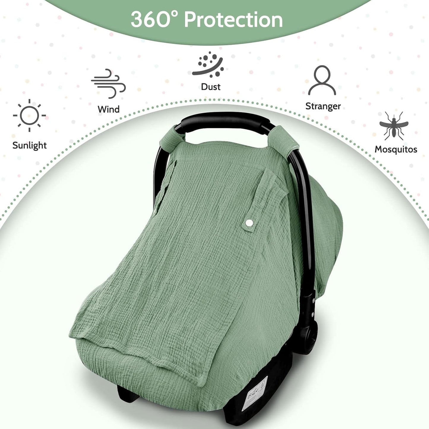 Muslin Baby Car Seat Cover – Breathable 360° Protection